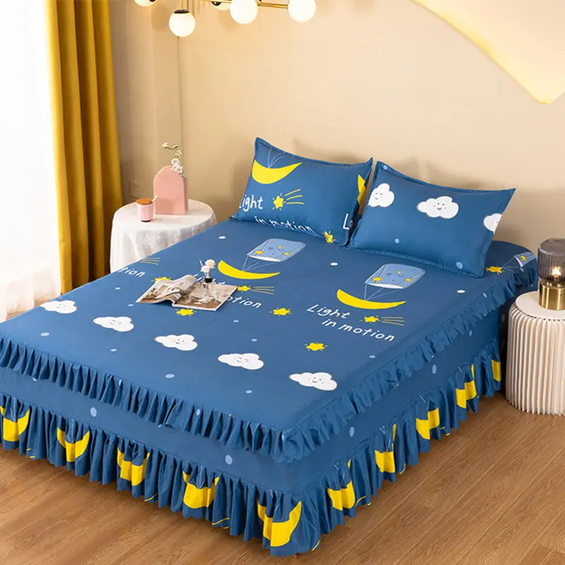 Three Layer Edge Bed Printed Bedroom Bed Sheet Comfortable Bedding Mattress Cover Extra Large Bed Sheet Home Textile Bed Sheet
