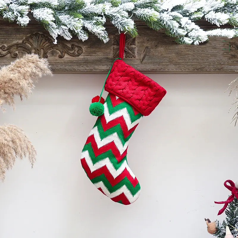 Christmas Decoration Knitted Christmas Socks Christmas Gift Bags Candy Bags Knitted Socks Home Decoration Party Supplies