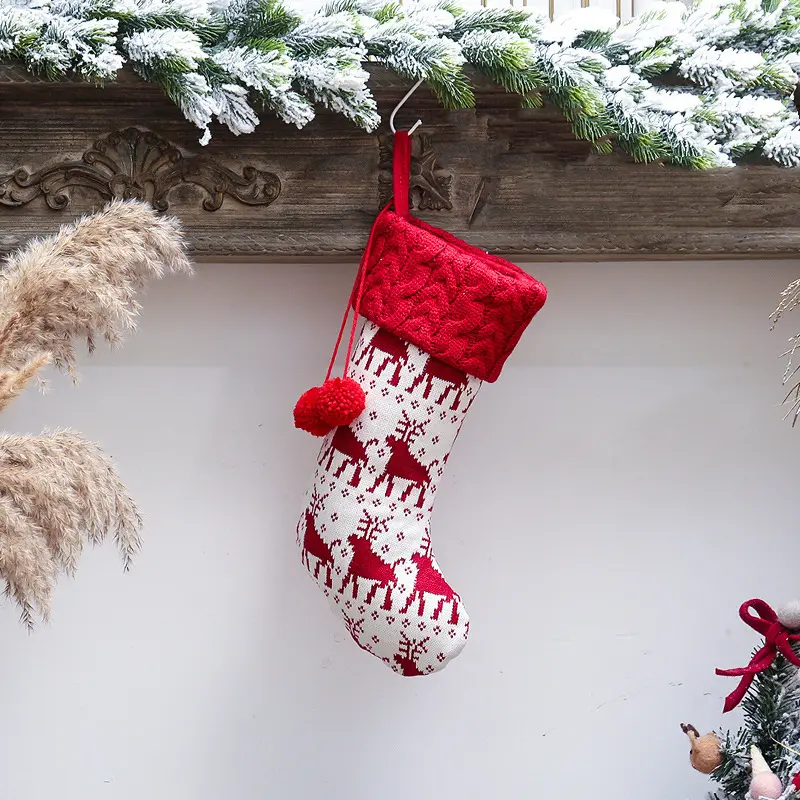 Christmas Decoration Knitted Christmas Socks Christmas Gift Bags Candy Bags Knitted Socks Home Decoration Party Supplies