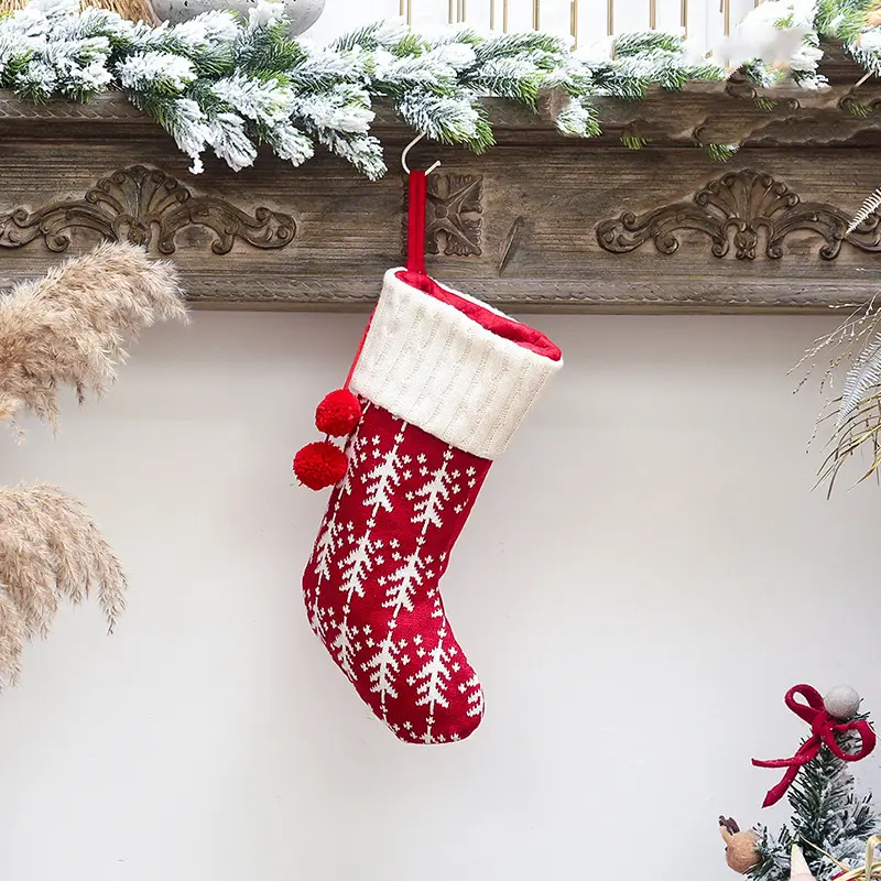 Christmas Decoration Knitted Christmas Socks Christmas Gift Bags Candy Bags Knitted Socks Home Decoration Party Supplies