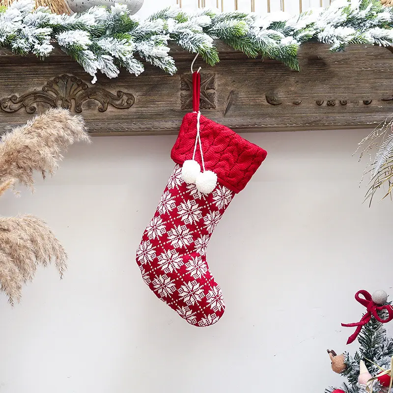 Christmas Decoration Knitted Christmas Socks Christmas Gift Bags Candy Bags Knitted Socks Home Decoration Party Supplies