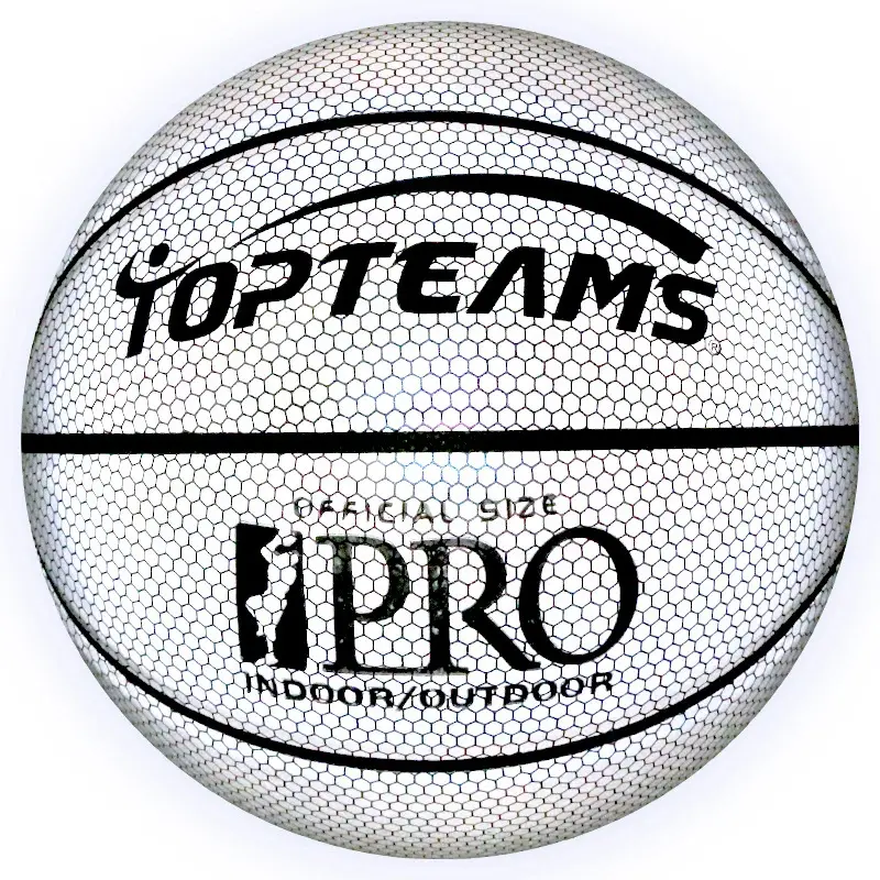 Basketball Size 7 Standard Adult PU Material With Holographic Luminous Reflective Design Training Ball Gift For Sports Lovers