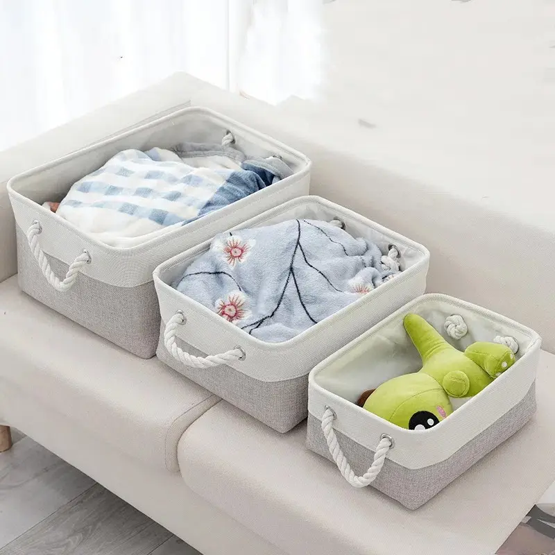 Essential Storage Basket Rectangular Foldable Storage Box Closet Storage Space Saving Cloth Easy to Clean Toy Tray Furniture