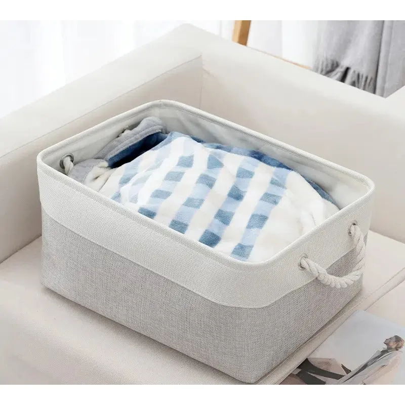 Essential Storage Basket Rectangular Foldable Storage Box Closet Storage Space Saving Cloth Easy to Clean Toy Tray Furniture