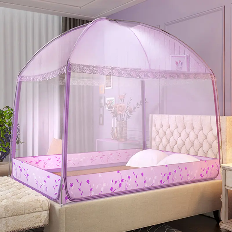 Summer Folding Mosquito Net Raising Height Mongolian Yurt Nets Purple Mesh Mosquito Netting Curtain Mosquito Net