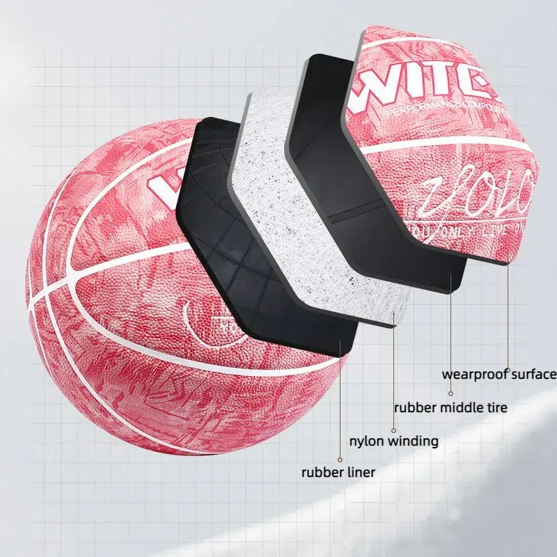 Tie Dyeing Colorful Size 7 Basketball Moisture Absorbing Wear-resistant Basket Ball Adults Outdoor Training Match Basketball