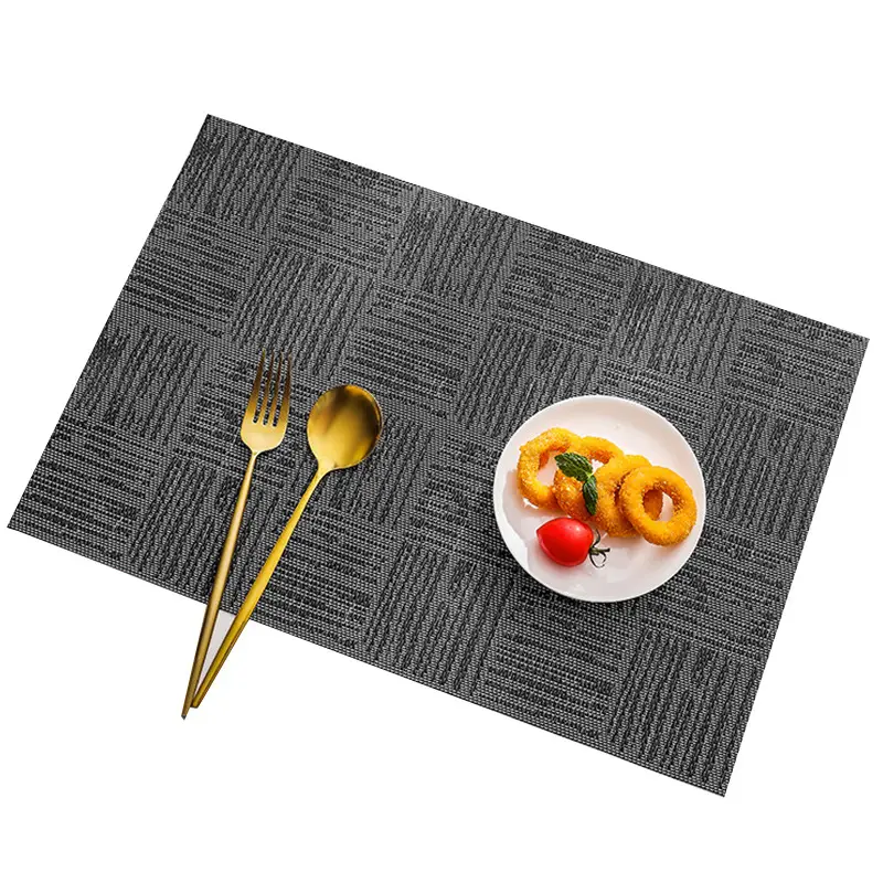 10pcs Dining Table Mat Rectangular Placemats Non-Slip Lnsulation Coaster For Kitchen Washable Placemat Minimalist Pattern