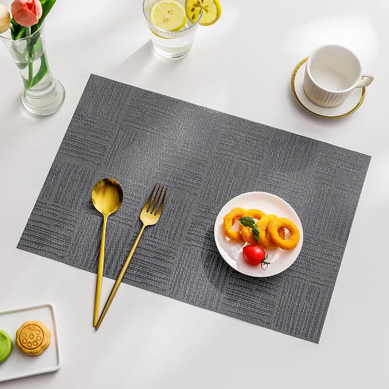 10pcs Dining Table Mat Rectangular Placemats Non-Slip Lnsulation Coaster For Kitchen Washable Placemat Minimalist Pattern