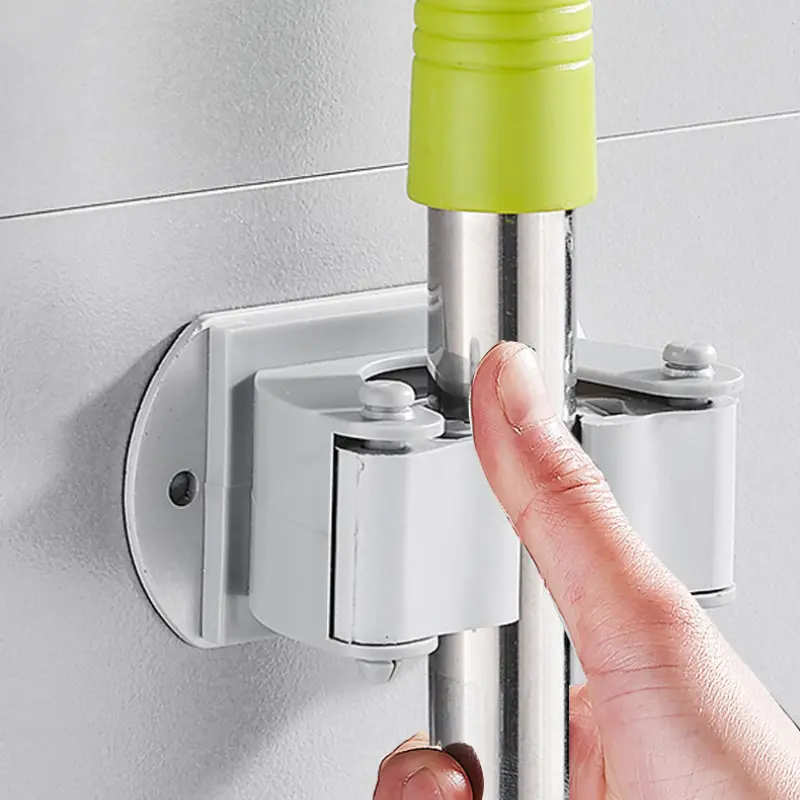 Wall Mount Mop Organizer Perforation-free/Perforation Dual Purpose Broom Hook Holder Hanging Mop Holder Storage Shelves