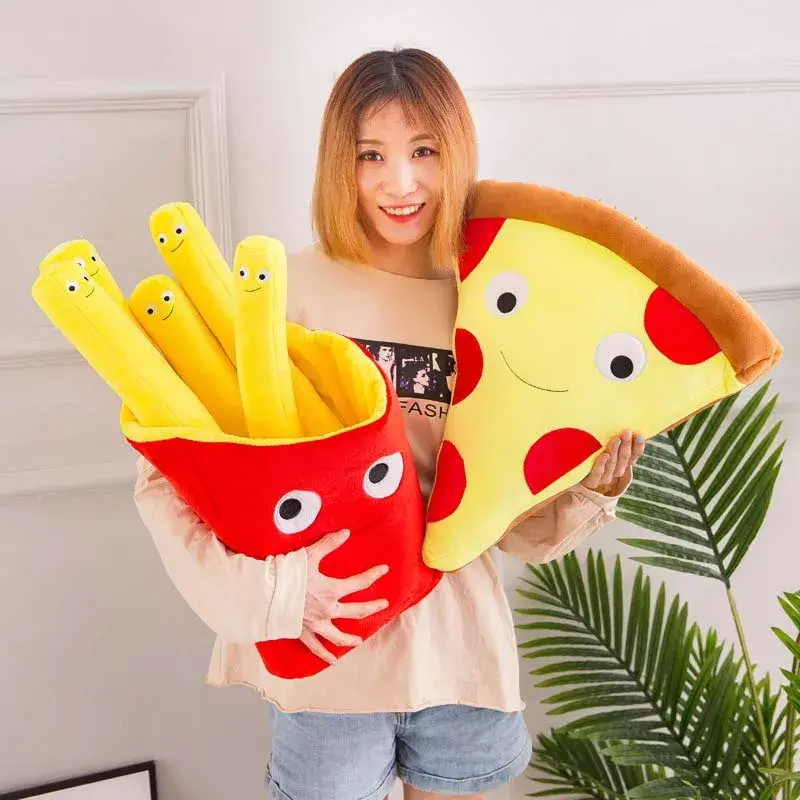 Creative Sofa Pillow Simulation Food Fries Pillow Pizza Plush Toys Kids Dolls Birthday Gift Present Children Toy Soft Cushion