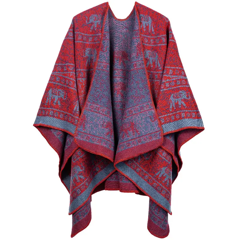 Ethnic Style Shawl Hot Fashion Shawl Elephant Jacquard Weave Knitting Acrylic Fibres Women TravelBeautiful VersatileWrap Jackets