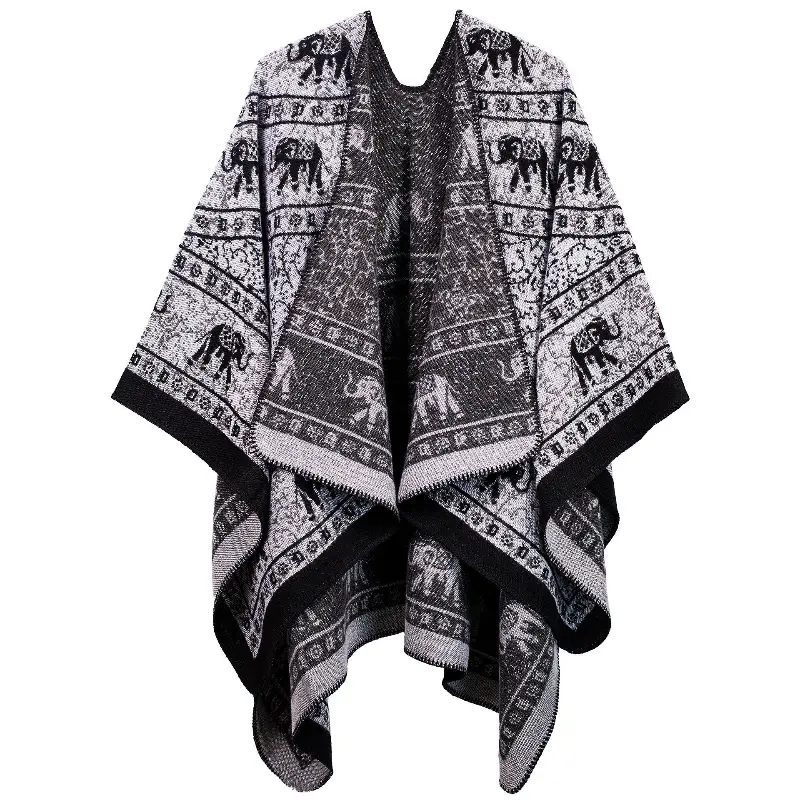 Ethnic Style Shawl Hot Fashion Shawl Elephant Jacquard Weave Knitting Acrylic Fibres Women TravelBeautiful VersatileWrap Jackets