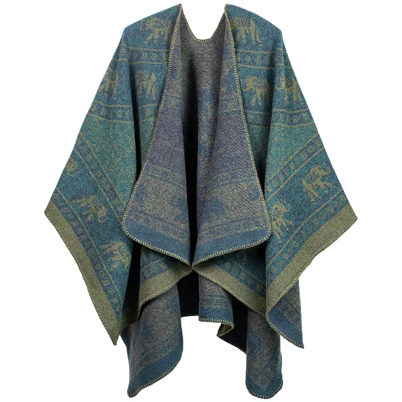 Ethnic Style Shawl Hot Fashion Shawl Elephant Jacquard Weave Knitting Acrylic Fibres Women TravelBeautiful VersatileWrap Jackets