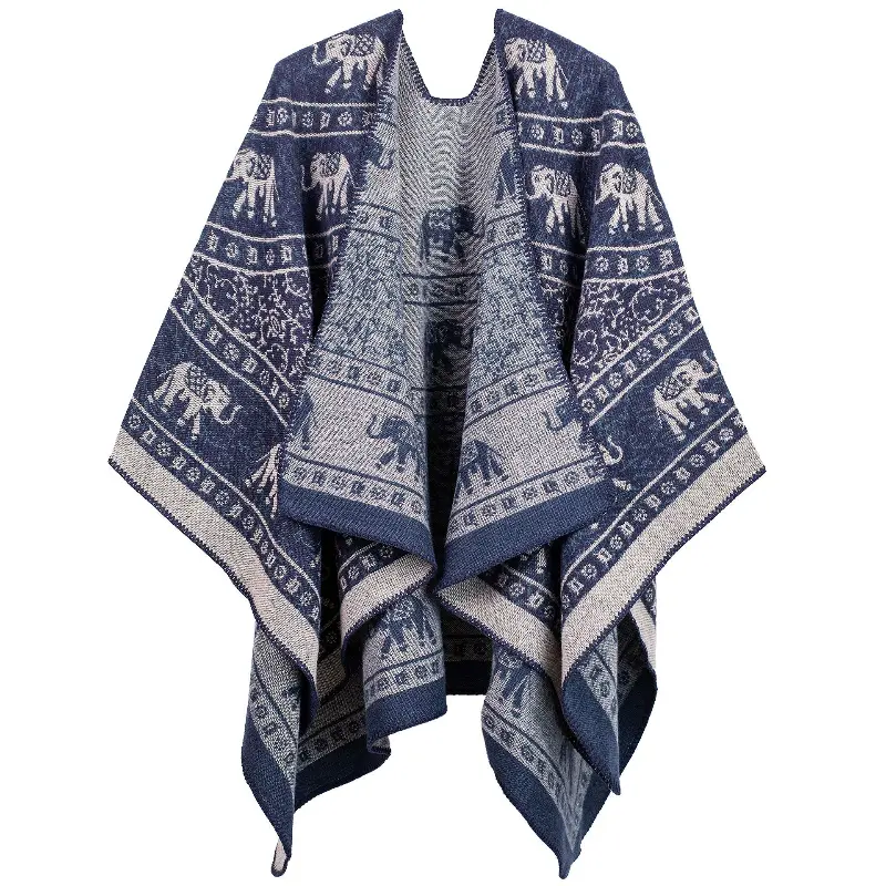 Ethnic Style Shawl Hot Fashion Shawl Elephant Jacquard Weave Knitting Acrylic Fibres Women TravelBeautiful VersatileWrap Jackets