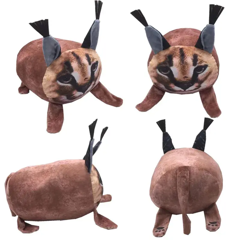 20-30cm Brand New Anime Plush Toy Cartoon Simulation Animal Print Caracal Pillow Kawaii Square Cat Children Birthday Gift