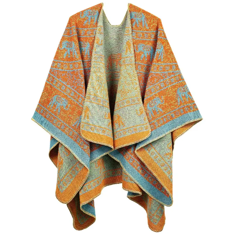 Ethnic Style Shawl Hot Fashion Shawl Elephant Jacquard Weave Knitting Acrylic Fibres Women TravelBeautiful VersatileWrap Jackets