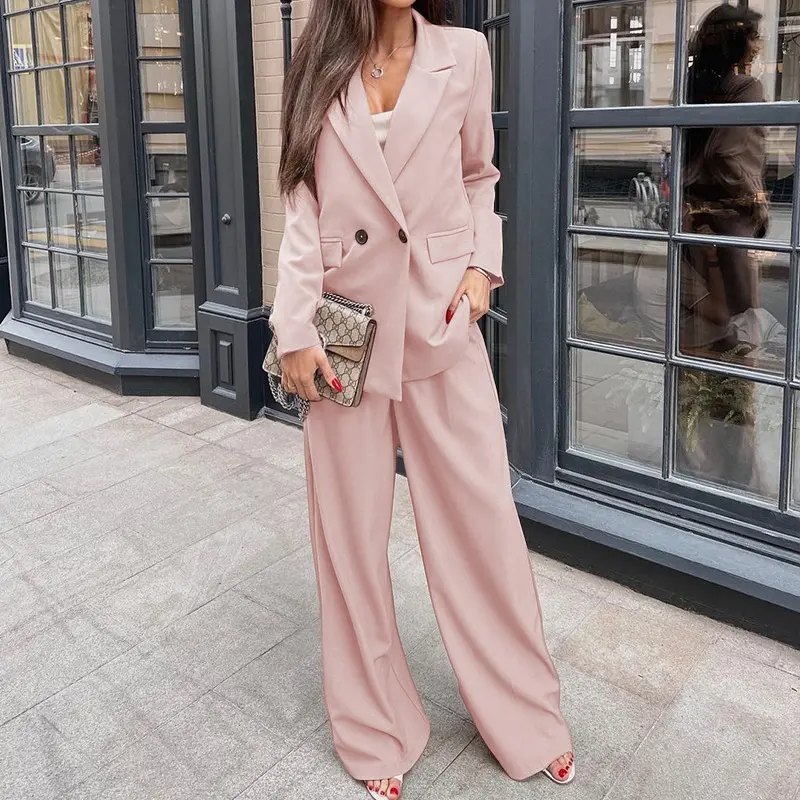 2024NEW Elegant Women Blazers Set Solid Fashion Casual Long Pants Blazer Suit Two Pieces Office Lady Loose Autumn Winter Clothes