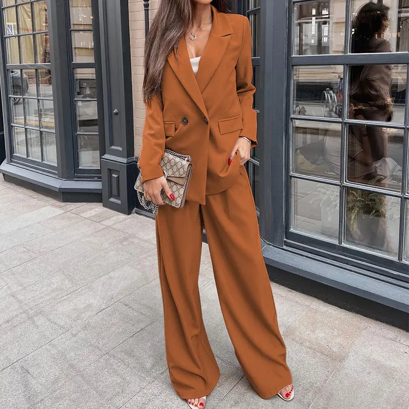 2024NEW Elegant Women Blazers Set Solid Fashion Casual Long Pants Blazer Suit Two Pieces Office Lady Loose Autumn Winter Clothes