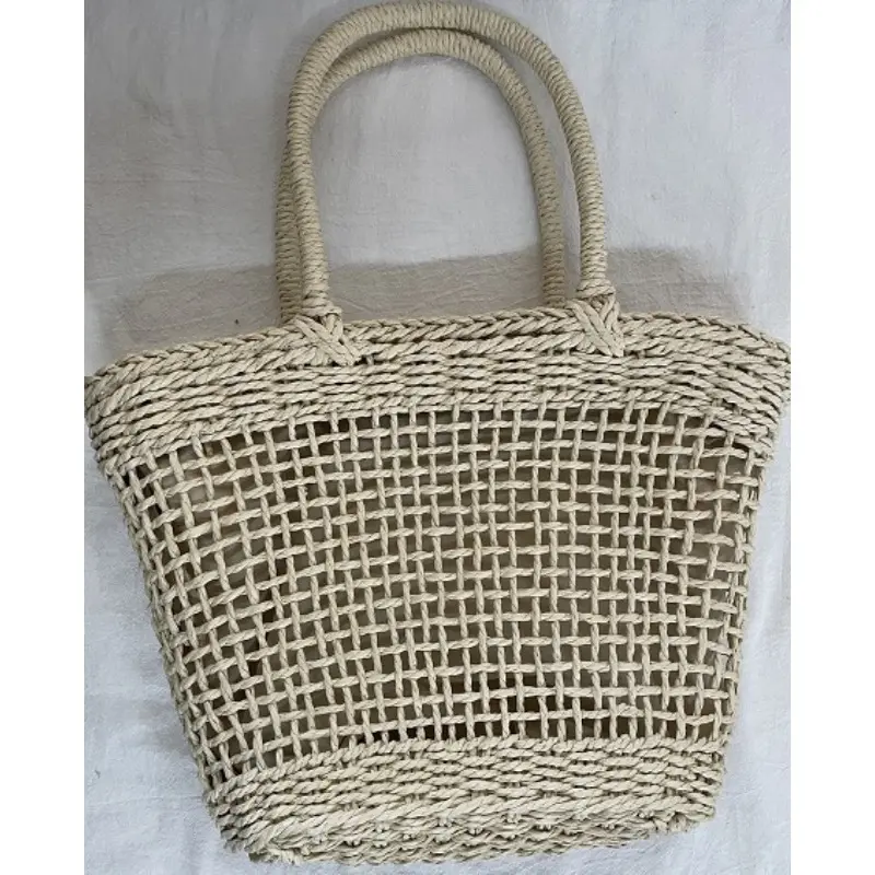 Casual Rattan Women Handbags Wicker Woven Hollow Shoulder Bags Summer Beach Basket Straw Bag Bali Big Purses Large Capacity Tote