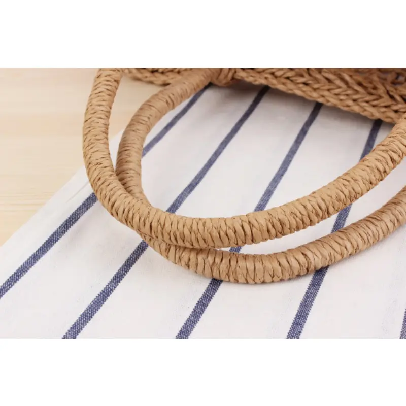 Casual Rattan Women Handbags Wicker Woven Hollow Shoulder Bags Summer Beach Basket Straw Bag Bali Big Purses Large Capacity Tote