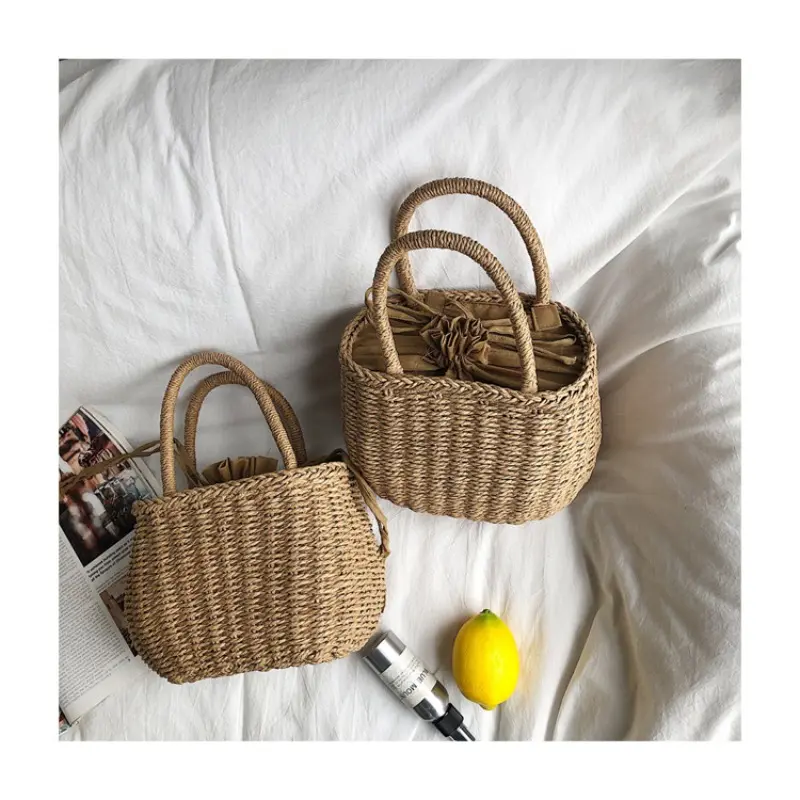 Bag Bohemia Bali Handbag Straw Bags for Women Hand-Woven Rattan Bag Handmade Woven Purse Wicker Beach Bag Bohemia Bali Handbag