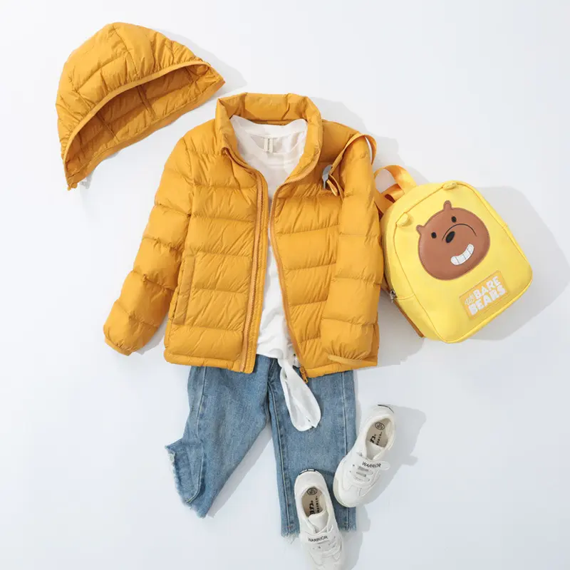 Kids Boy Lightweight Down Jacket Autumn Winter Coats Children Girl Warm Hooded Outerwear Teen Students Cotton Clothes