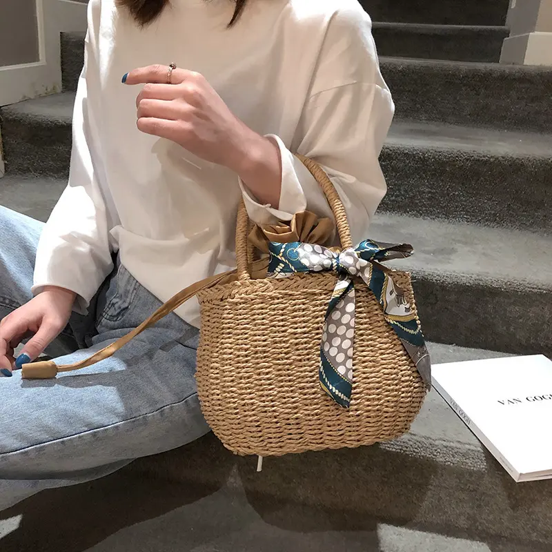 Bag Bohemia Bali Handbag Straw Bags for Women Hand-Woven Rattan Bag Handmade Woven Purse Wicker Beach Bag Bohemia Bali Handbag