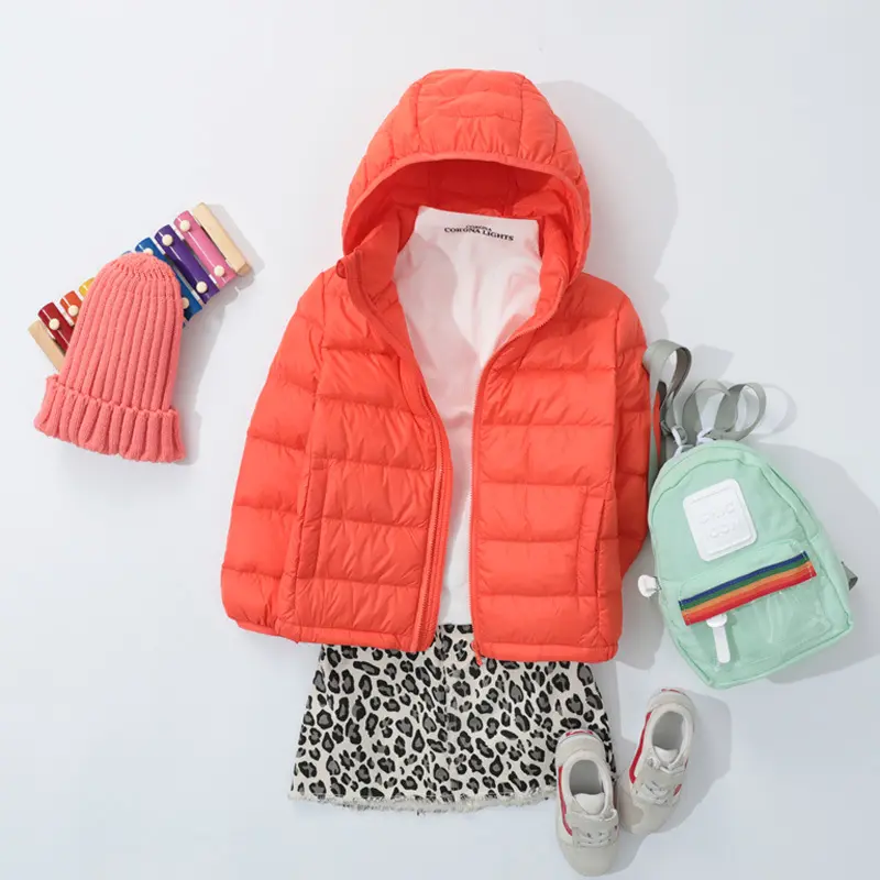 Kids Boy Lightweight Down Jacket Autumn Winter Coats Children Girl Warm Hooded Outerwear Teen Students Cotton Clothes