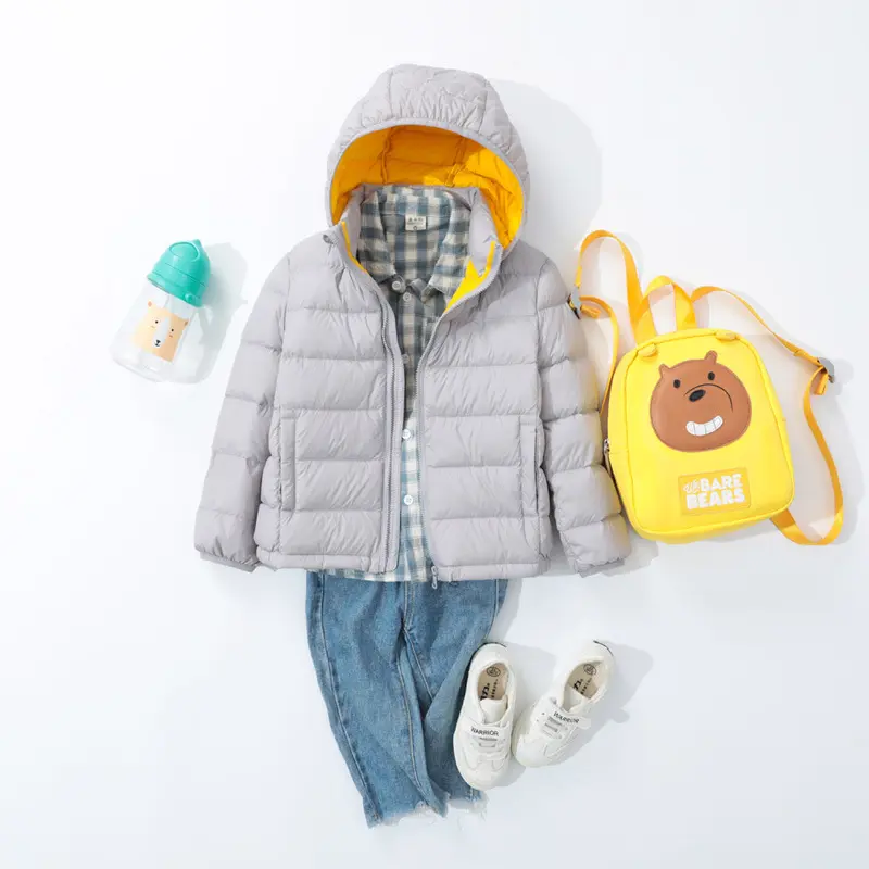 Kids Boy Lightweight Down Jacket Autumn Winter Coats Children Girl Warm Hooded Outerwear Teen Students Cotton Clothes