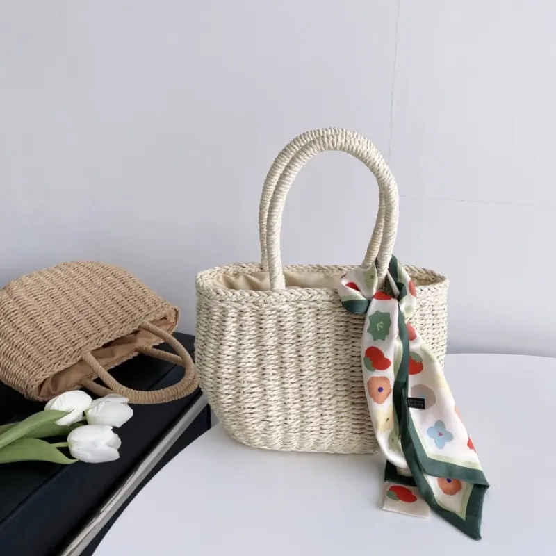 Bag Bohemia Bali Handbag Straw Bags for Women Hand-Woven Rattan Bag Handmade Woven Purse Wicker Beach Bag Bohemia Bali Handbag