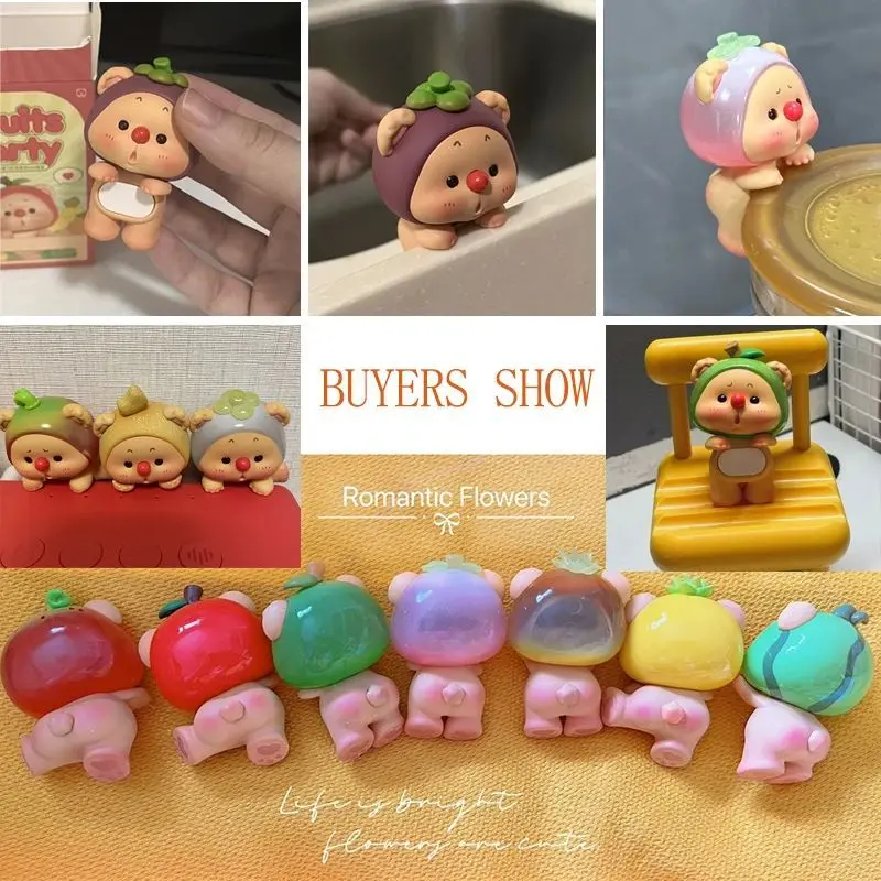 Mini Mysterious Bear Cub Fruit Power Party Mini Blind Box Creative Cute Anime Girl Cartoon Desktop Ornament Handmade Toy Gifts