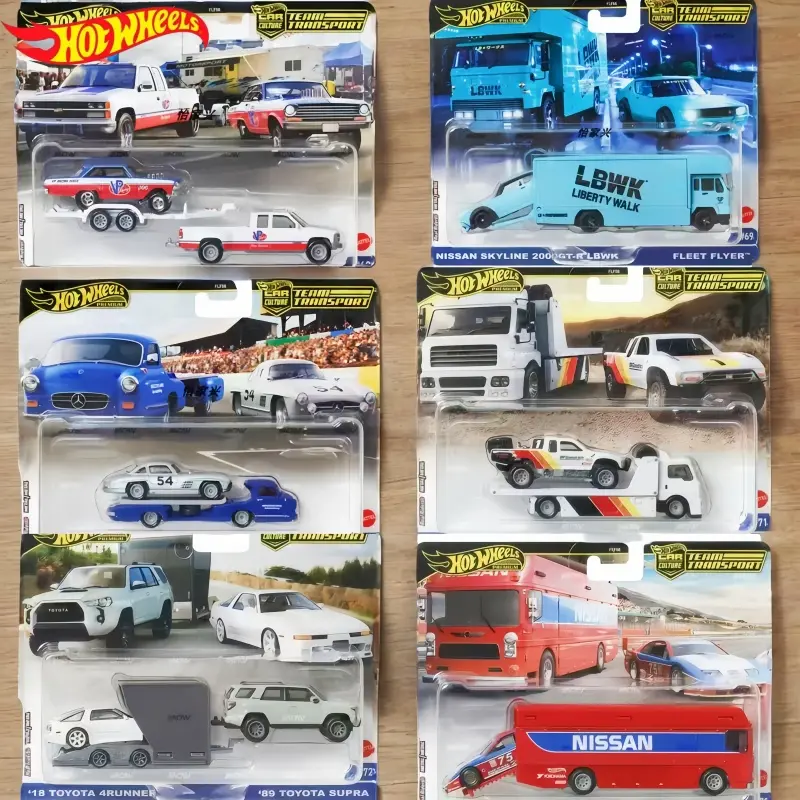 2025 Original Hot Wheels Premium Car Culture Team Transport Series Gtr Ford Car Model Collection Children Toys Birthday Gift