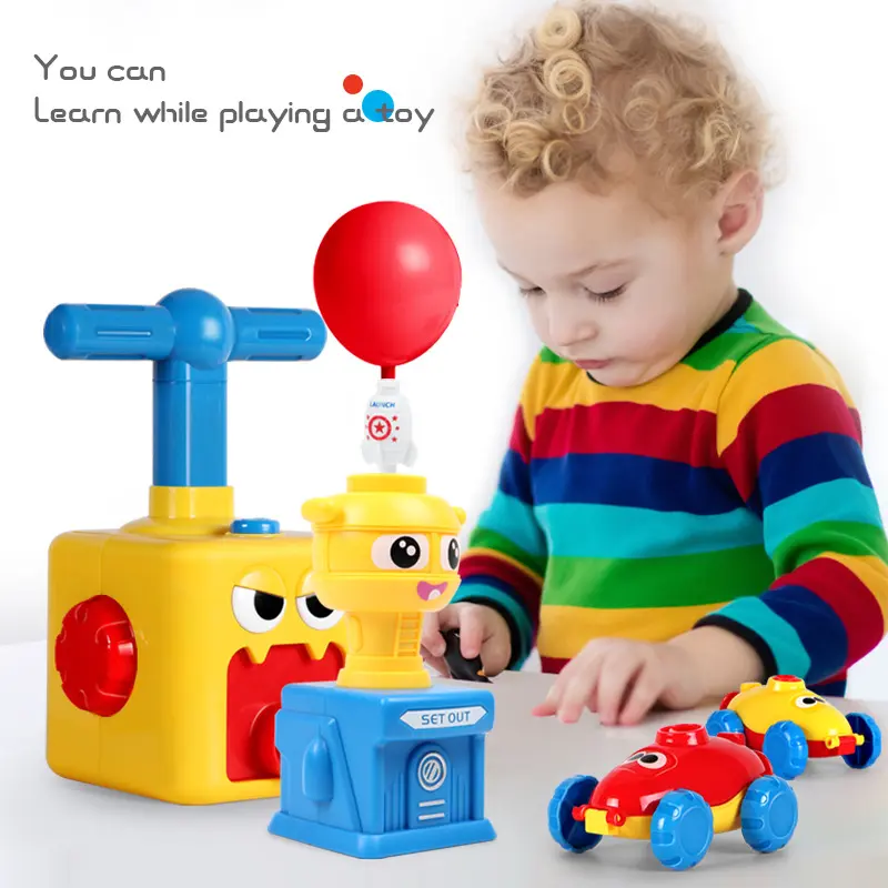 Children Inertial Air Power Balloon Car Toy Press Balloon Launch Tower Puzzle Educational Games Toys for Kids Birthday Gifts