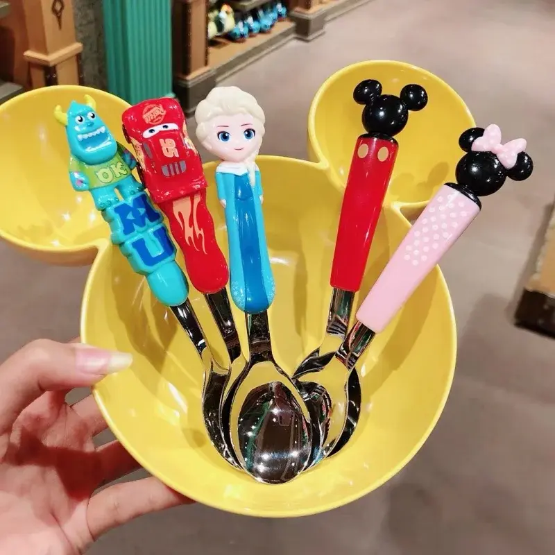 New Disney Tableware Chopsticks 3d Practice Chopsticks 304 Stainless Steel Spoon Fork Chopsticks Cutlery Box Set Portable Gift