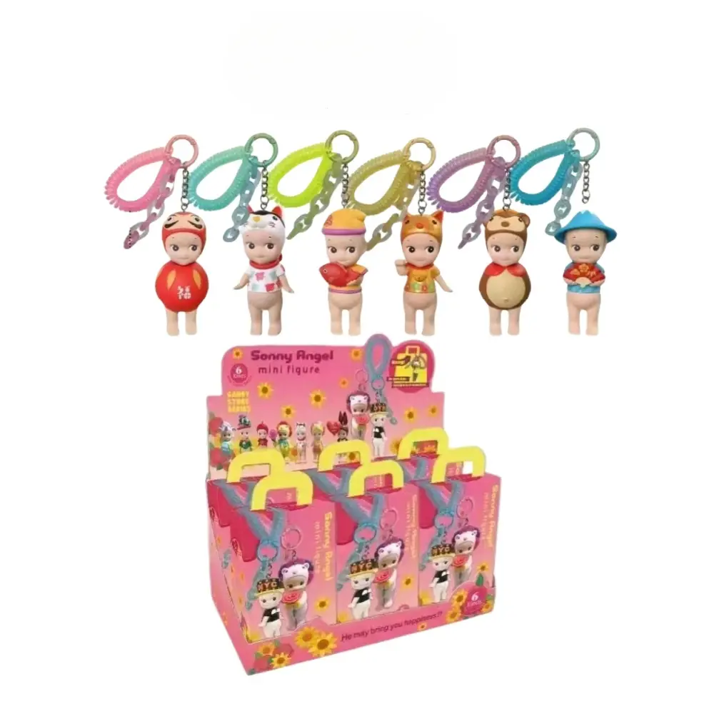 Angel lucky series Key chain Blind box Figure PVC key Backpack pendant Decoration Accessory Model Kids Toy Doll Gift
