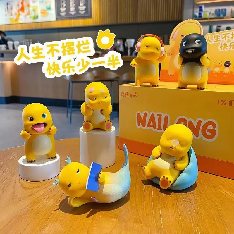 New Milk Dragon Tanking Daily 6-Piece Set Doll Toy Trendy Play Office Handmade Accessories Complete Set Blind Box Birthday Gift