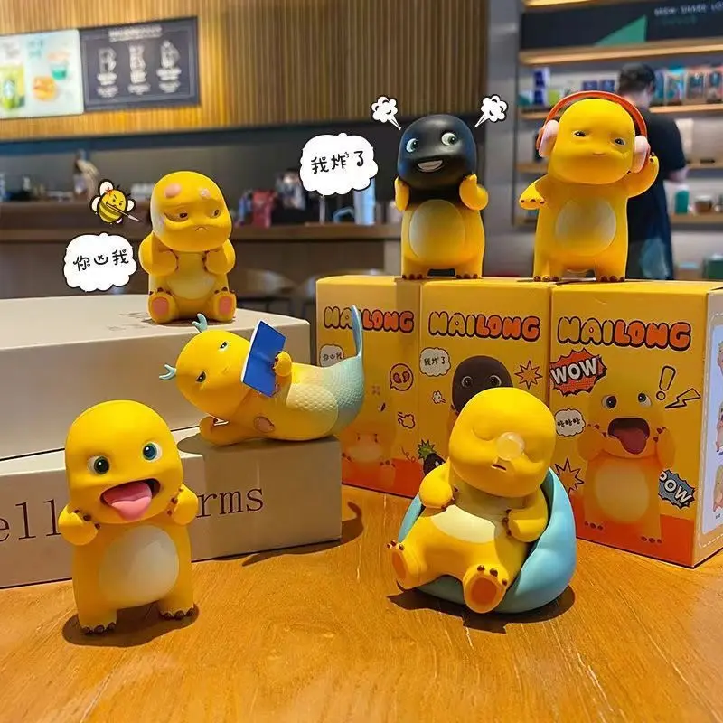 New Milk Dragon Tanking Daily 6-Piece Set Doll Toy Trendy Play Office Handmade Accessories Complete Set Blind Box Birthday Gift