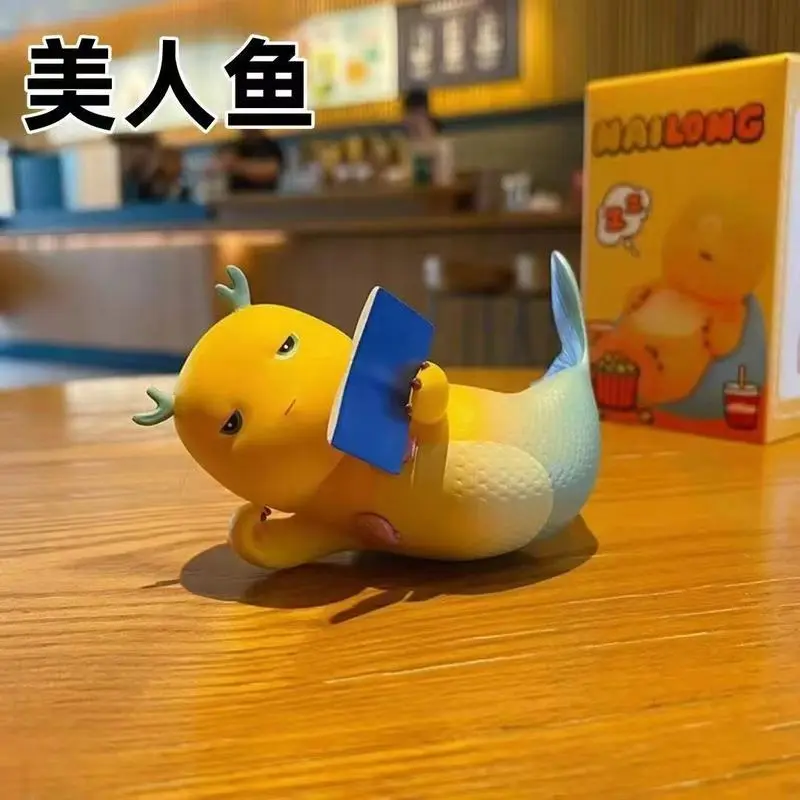 New Milk Dragon Tanking Daily 6-Piece Set Doll Toy Trendy Play Office Handmade Accessories Complete Set Blind Box Birthday Gift