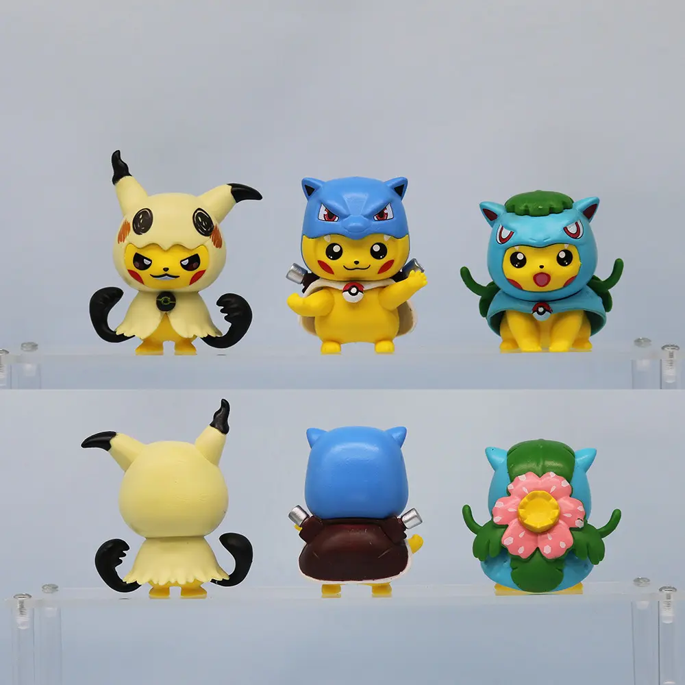 6Pcs/Set Creative Pokemon Cartoon Anime Gengar Charmander Cosplay Car Desktop Decoration Dolls Tide Play Children's Toys Gifts
