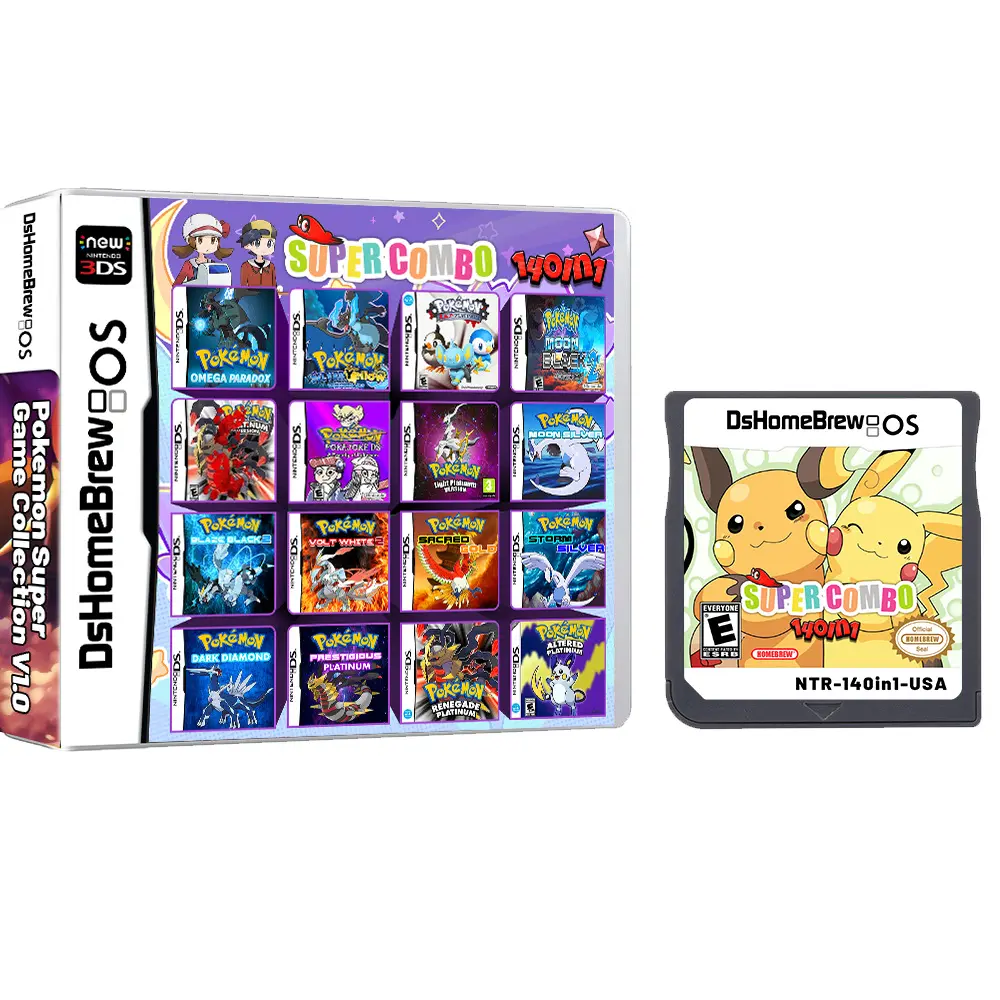 Anime Pokemon Series NDS Game Cartridge Video Game Console Moemon Silver Yellow KAIZO MoonBlack2 Hobby Collection Gifts Toys