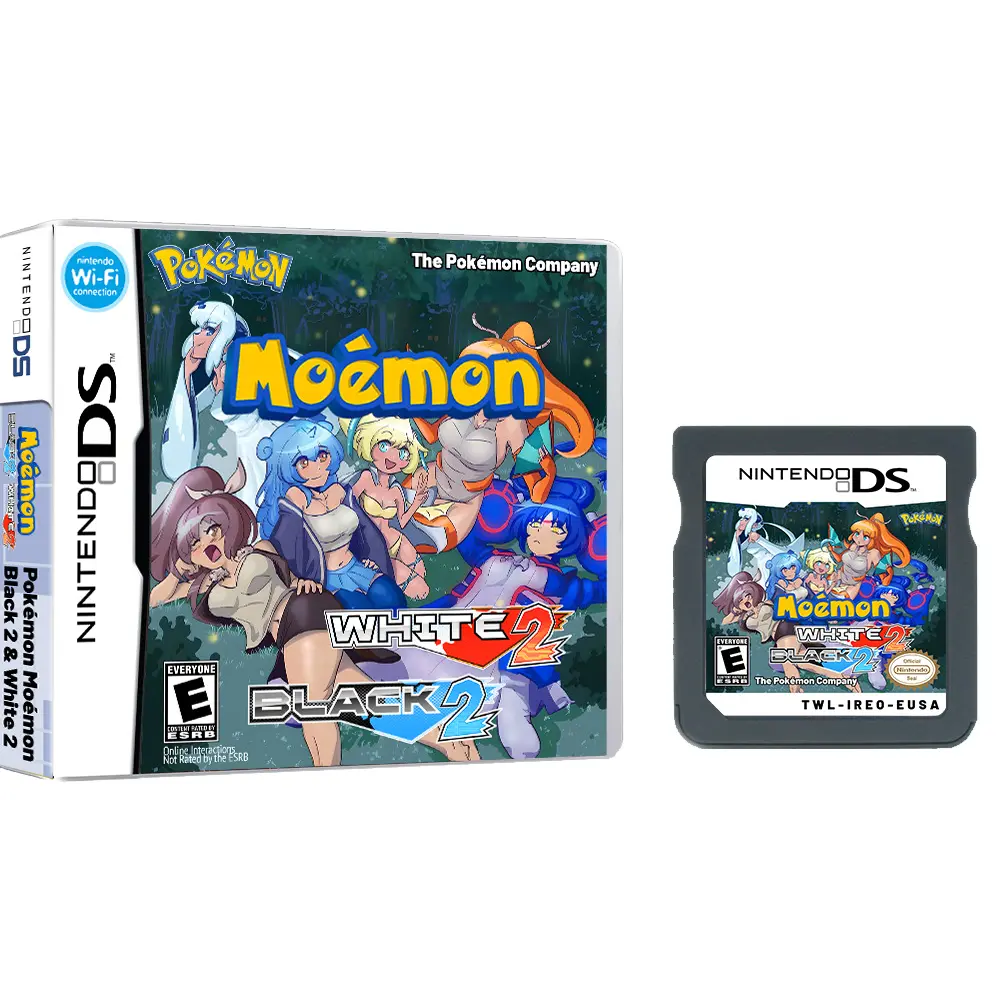Anime Pokemon Series NDS Game Cartridge Video Game Console Moemon Silver Yellow KAIZO MoonBlack2 Hobby Collection Gifts Toys