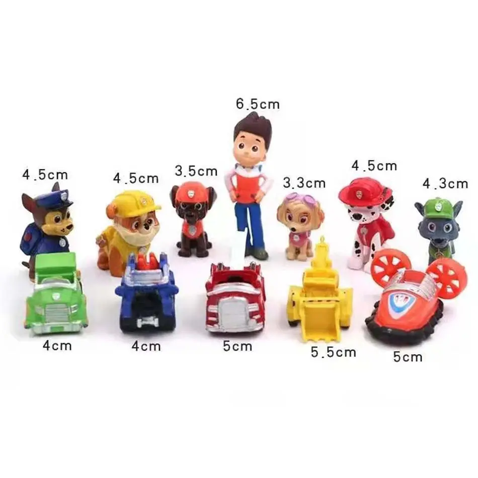 12pcs Paw Patrol Action Figures Mini Doll Models Anime Figure Patrol Canine Marshall Chase Rocky Cake Decoration Kids Toy Gifts