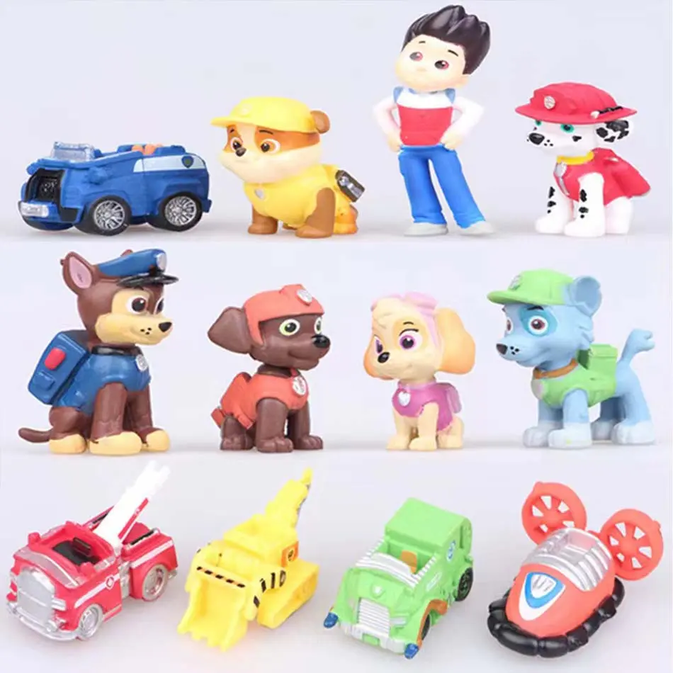 12pcs Paw Patrol Action Figures Mini Doll Models Anime Figure Patrol Canine Marshall Chase Rocky Cake Decoration Kids Toy Gifts