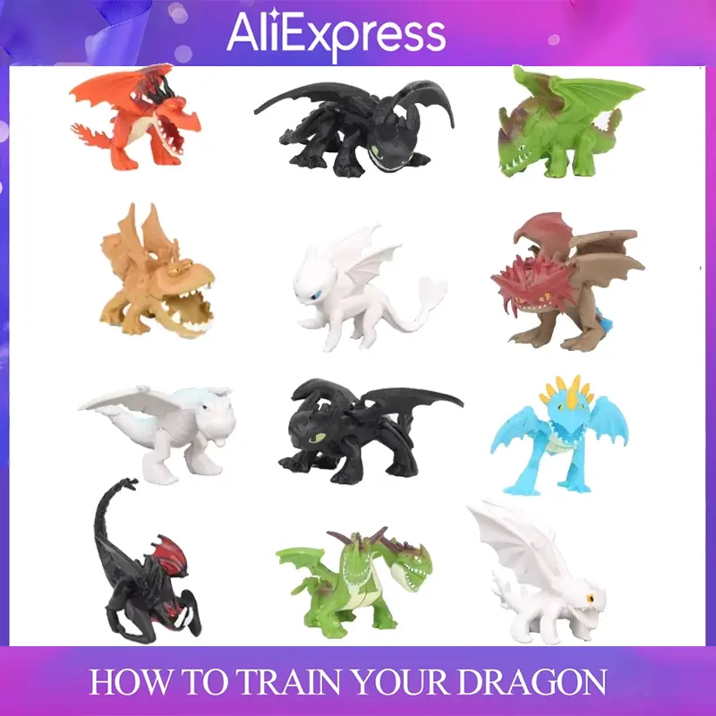 12pcs/set How To Train Your Dragon The Hidden World Toothless Night Fury Mini Anime Figure PVC Action Figures Model Dolls Toys