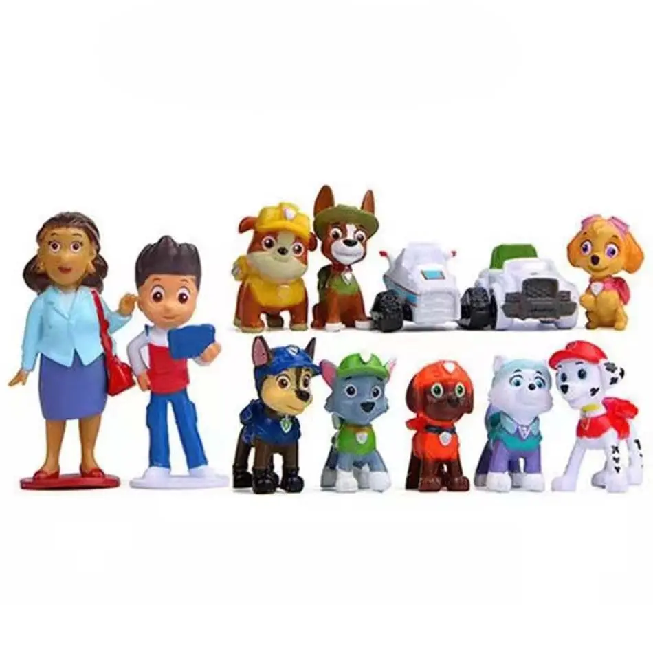 12pcs Paw Patrol Action Figures Mini Doll Models Anime Figure Patrol Canine Marshall Chase Rocky Cake Decoration Kids Toy Gifts