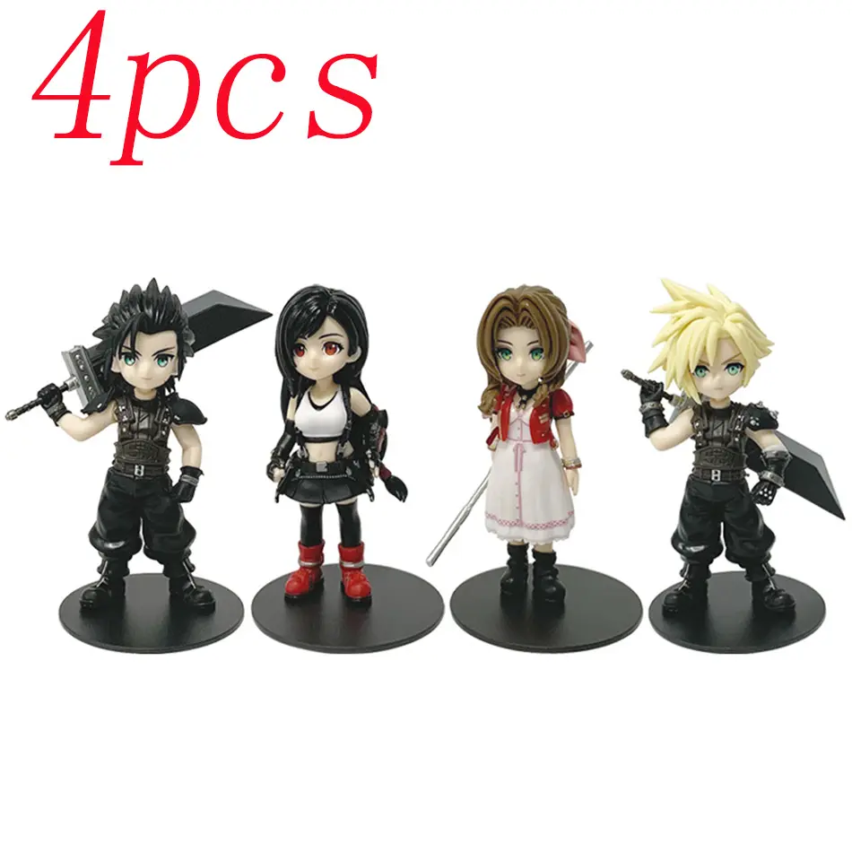 Final Fantasy VII Rebirth Tifa Lockhart Aerith Cloud Zack q-version 4pcs PVC  Action Figures Model Anime Cartoon Model Toy Gift