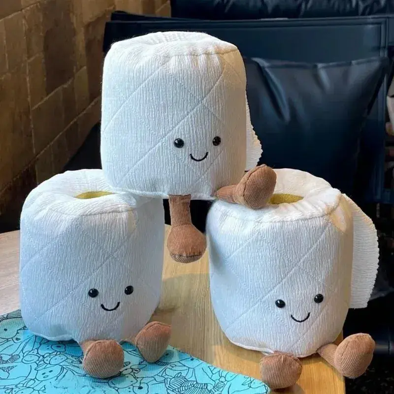 Cute Toilet Paper Shaped Doll Roll Paper Creative Funny Cute Doll Pendant Plush Toy Gifts Cute Model Home Decoration Toys Gift