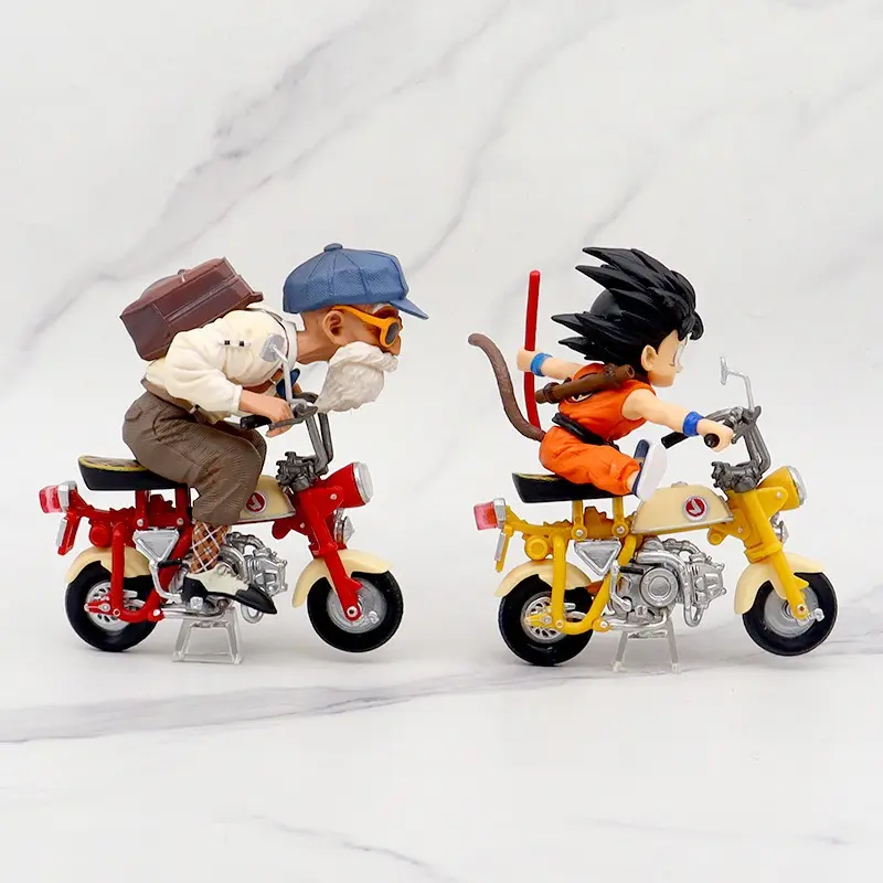 13cm Dragon Ball Z Anime Figure Son Goku Master Roshi Locomotives PVC Action Kame Sennin Motorcycle Toys for Children Collector