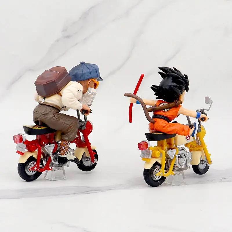 13cm Dragon Ball Z Anime Figure Son Goku Master Roshi Locomotives PVC Action Kame Sennin Motorcycle Toys for Children Collector