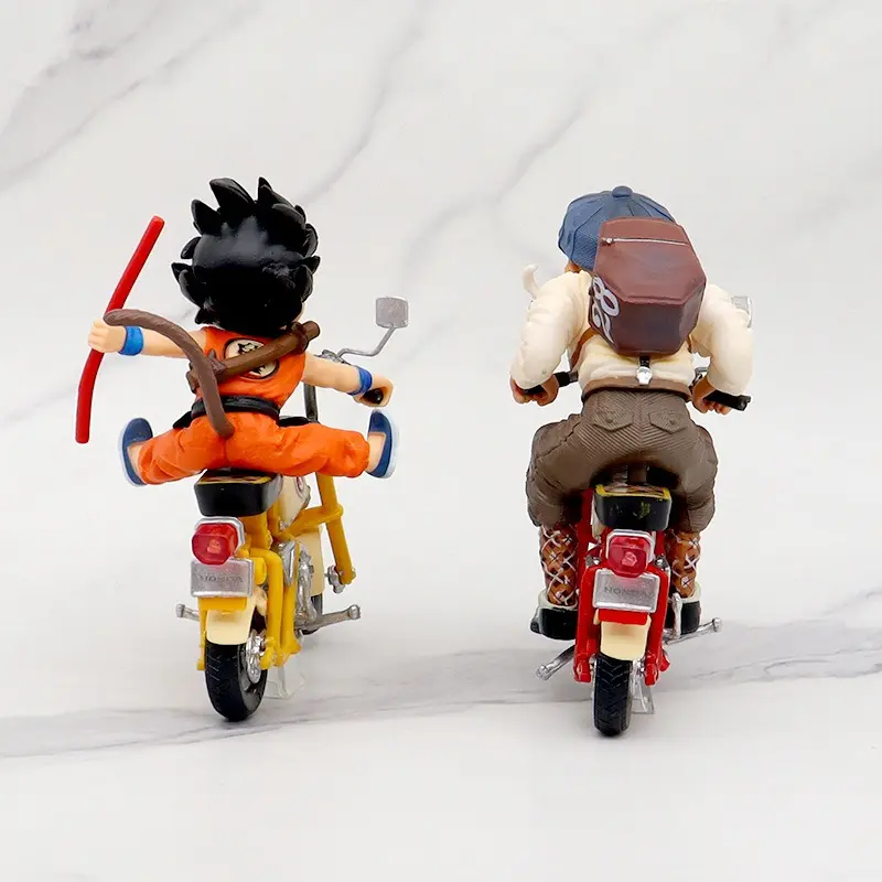 13cm Dragon Ball Z Anime Figure Son Goku Master Roshi Locomotives PVC Action Kame Sennin Motorcycle Toys for Children Collector
